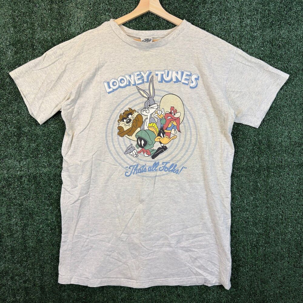 Looney Tunes Vintage 1991 T Shirt Mens One Size Fits XL Gray Graphic Tee USA